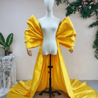 Mikado Cape | Oversized Bow Sleeves & 2M Train | Pageant & Bridal