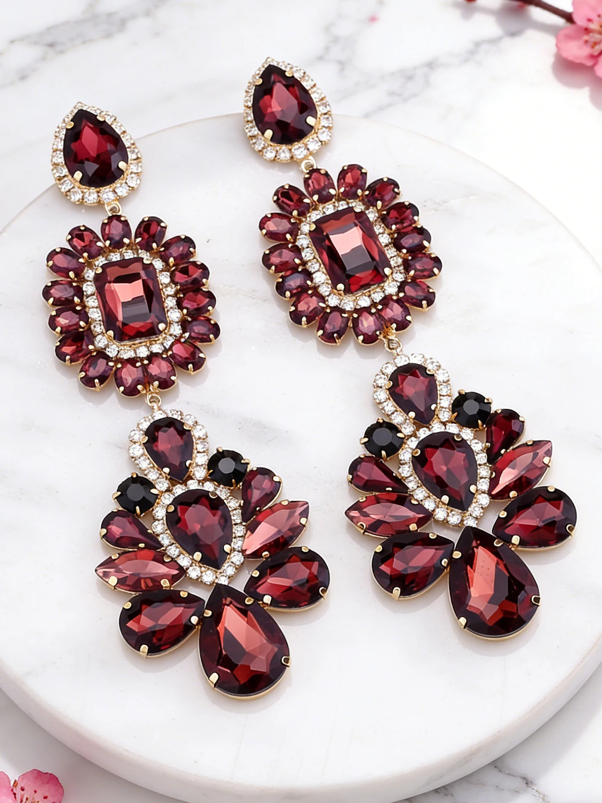 Rhinestone Water Drop Earrings | Clip or Pin