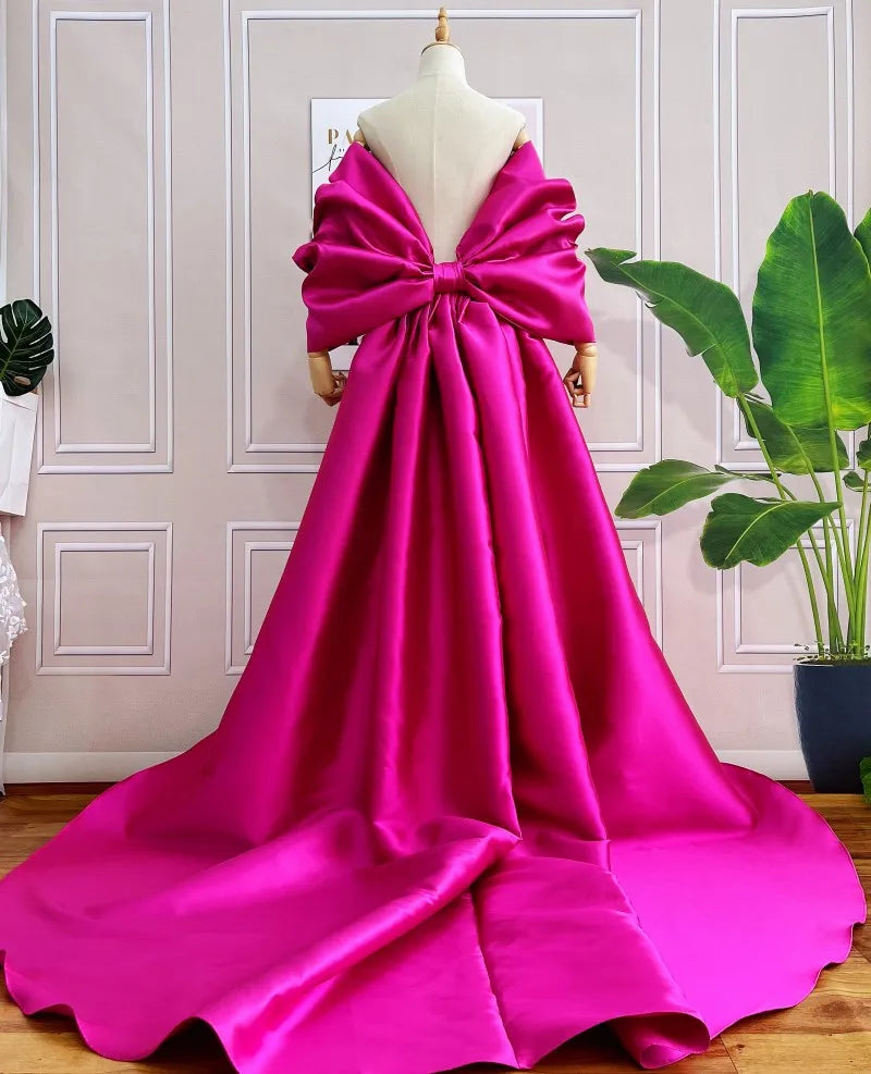 Mikado Cape | Oversized Bow Sleeves & 2M Train | Pageant & Bridal