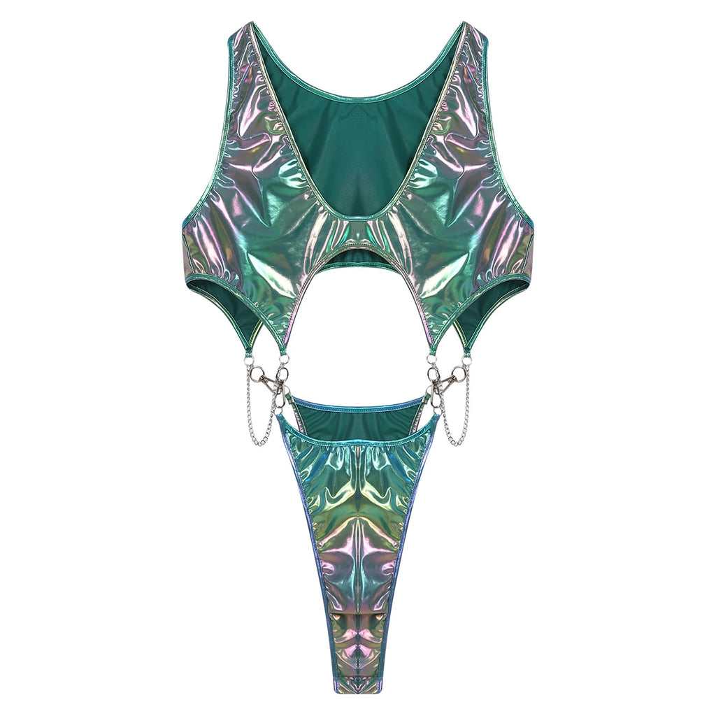 Men's Metallic Cutout Bodysuit Monokini | 2 Colors
