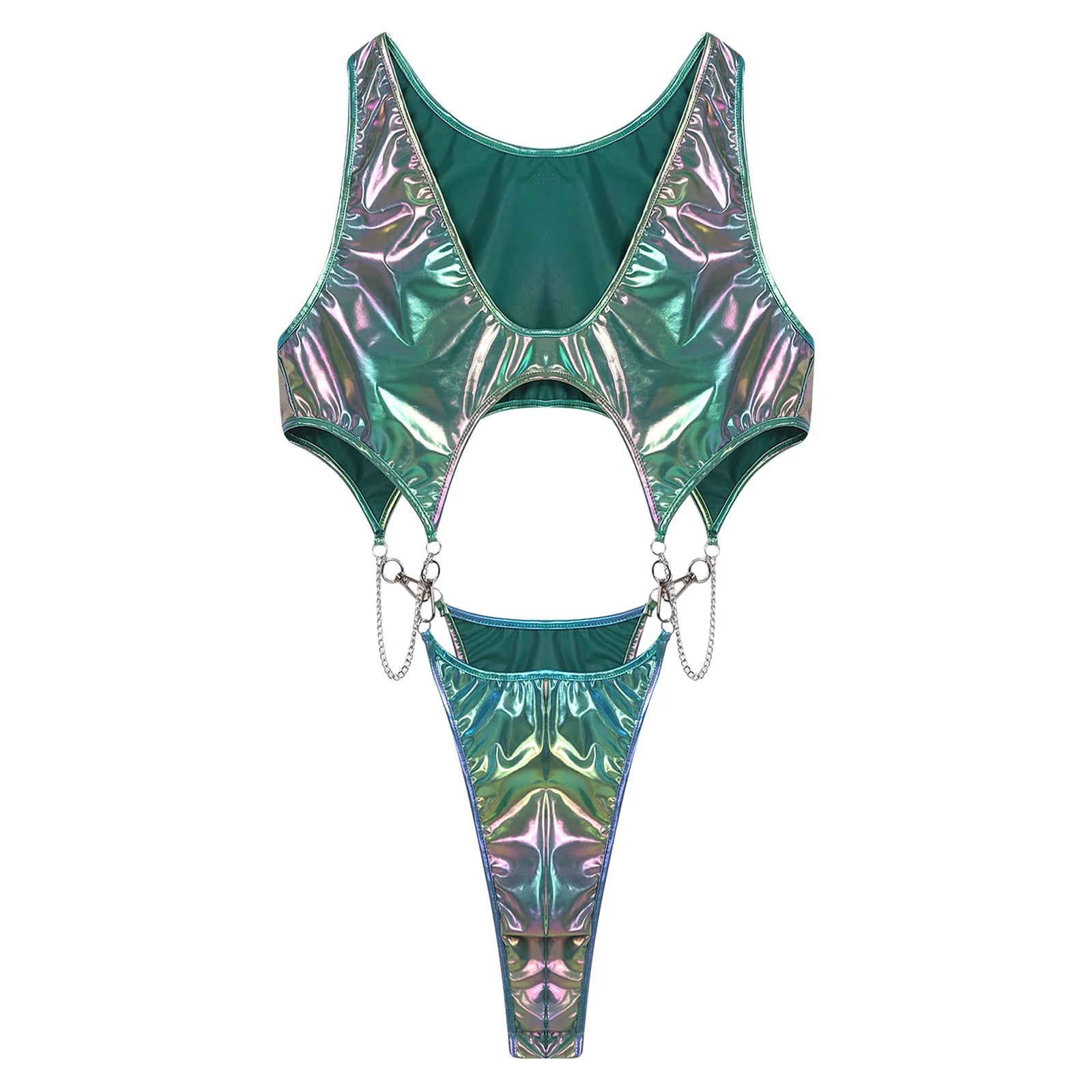 Men's Metallic Cutout Bodysuit Monokini | 2 Colors