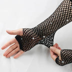 Rhinestone Fishnet Gloves | Fingerless
