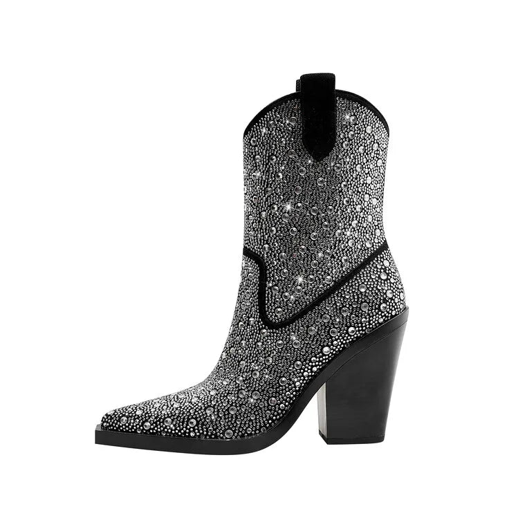 Rhinestone Western Mid-Calf Boots | Stage & Drag