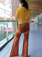 Rhinestone Flare Dance Pants | Mesh & Elastic | Belly Dance