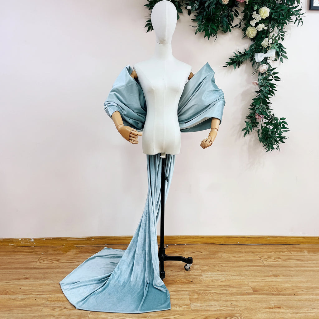 Velvet Bow Cape | Long Train & Bow Sleeves | Pageant & Evening