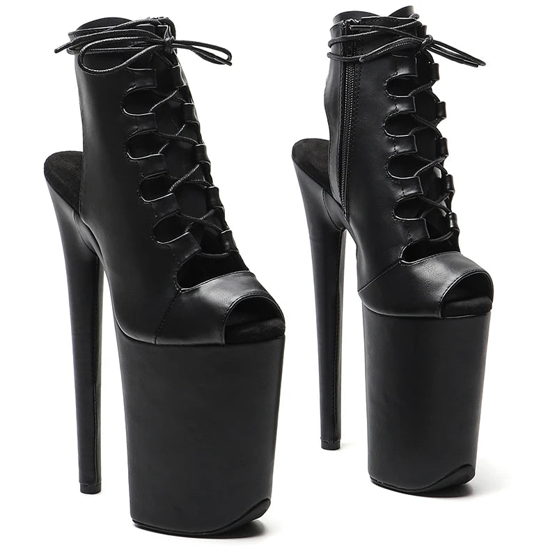 Matte 9-Inch Open-Toe Platform Pole Dance Boots