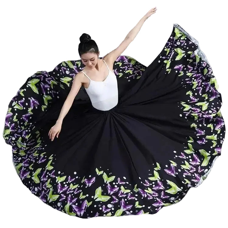 Floral Print Flamenco Skirt | 180–720° Swing | 7 Lengths