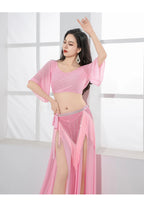 Belly Dance V-Shape Hip Scarf | Fringe & Fishing Net | 5 Colors