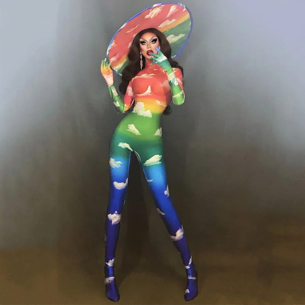 Rainbow Rhinestone Jumpsuit | Full-Body | One Size