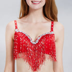 Rhinestone Fringe Tassel Dance Bra Top | Belly Dance & Cabaret | 4 Colours