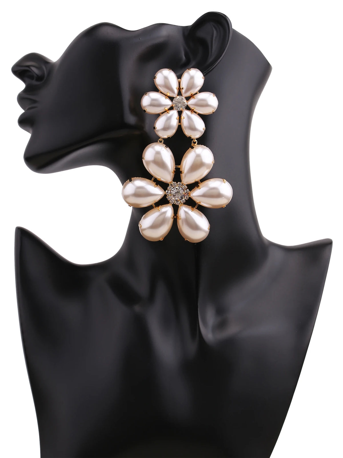 Faux Pearl Drop Earrings | Rhinestone Sparkle | Clip or Pin