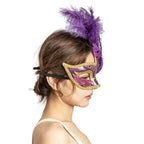 Feather Masquerade Mask | Venetian Half-Face | 7 Colors