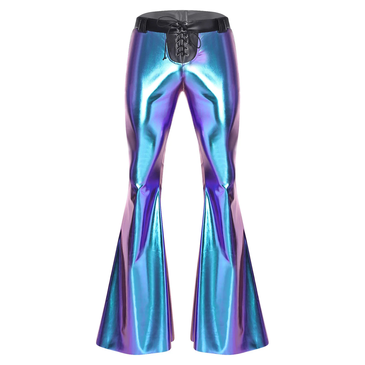 Men’s Metallic Flared Pants | Lace-Up Waist
