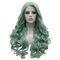 26" Green Long Wavy Lace Front Wig – Bold Stage Color