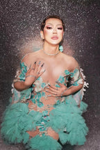 Teal Ruffle Fairy Gown | Stage & Festival