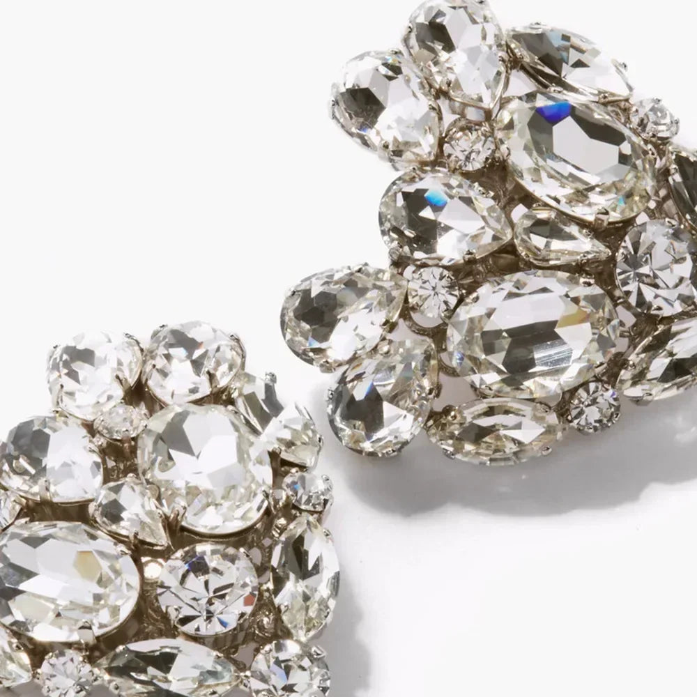 Rhinestone Heart Clip-On Earrings