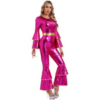 Women's Metallic Jumpsuit | Tiered Flare Sleeve | 70s Disco