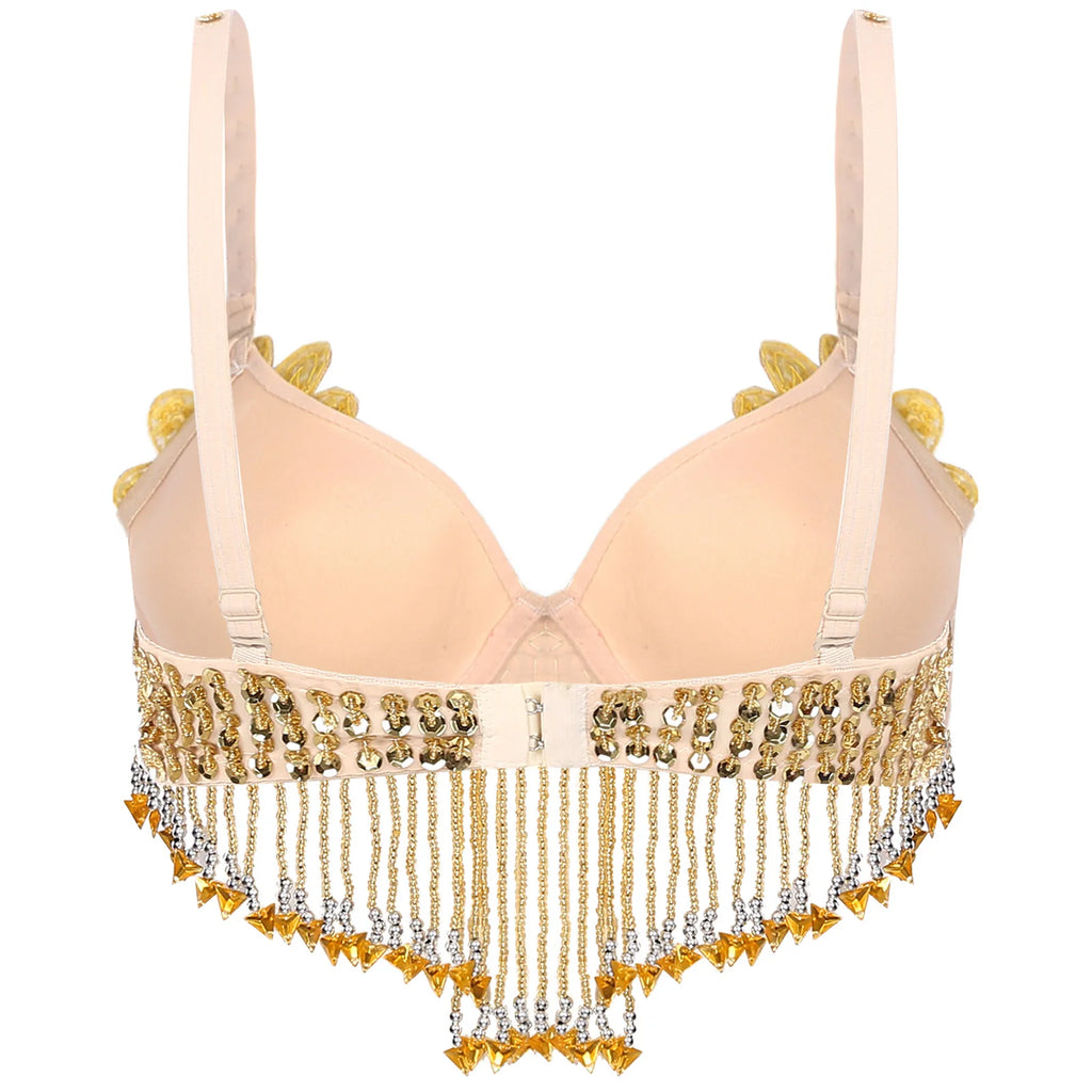 Sequin Beaded Tassel Belly Dance Bra | Underwired | Festival & Stage | One Size