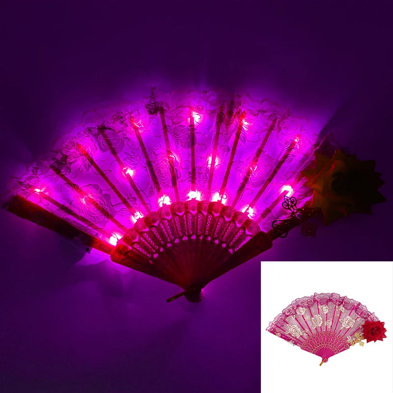 LED Lace Hand Fan | Light-Up Dance & Performance Fan