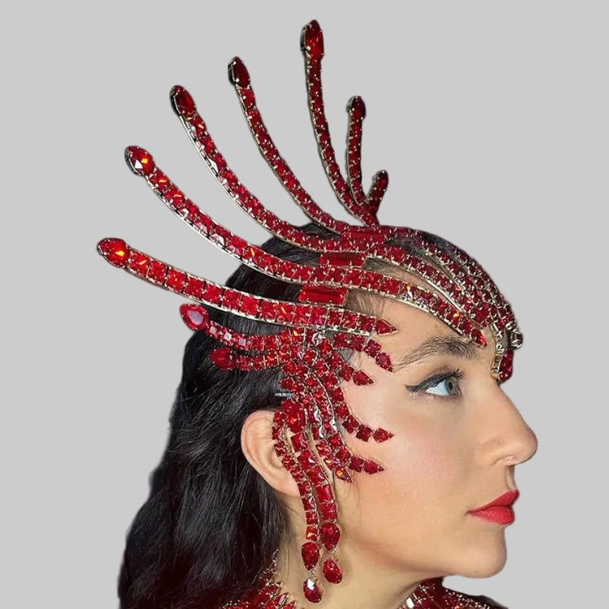 Oversized Rhinestone Headpiece Necklace - Statement Jewelry for Stage & Performance