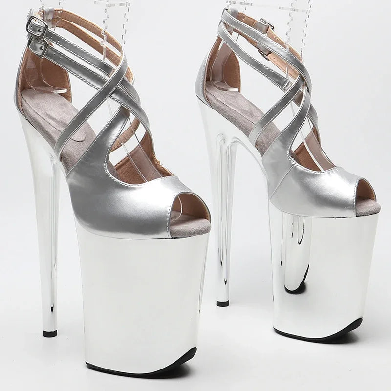 9-Inch Platform Heels - Patent Open Toe Sandals for Pole Dance & Performance
