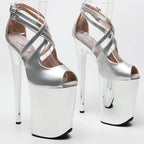 9-Inch Platform Heels - Patent Open Toe Sandals for Pole Dance & Performance