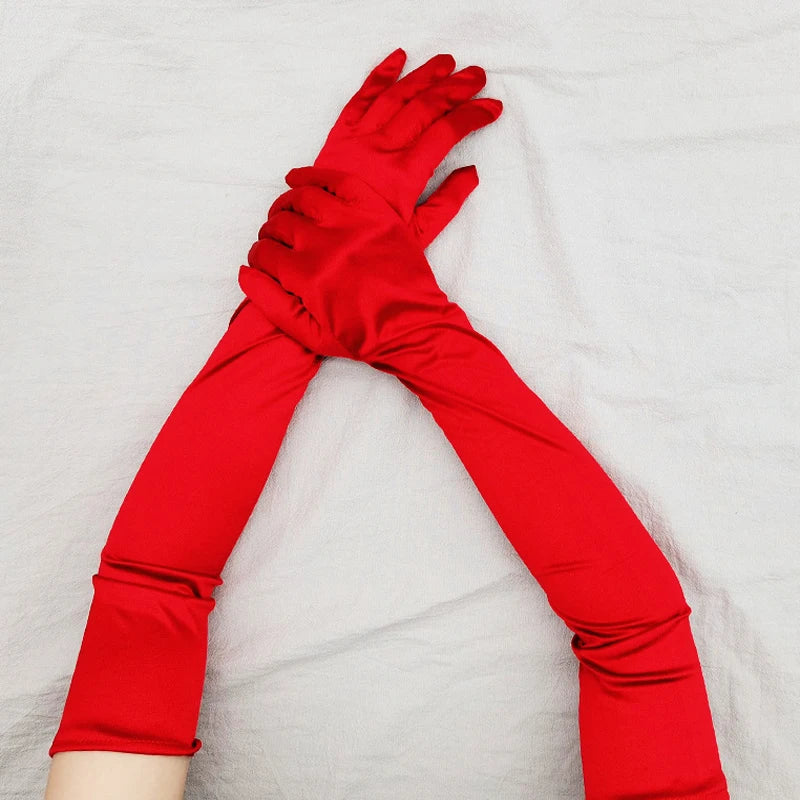 Elbow-Length Satin Gloves | Stagewear