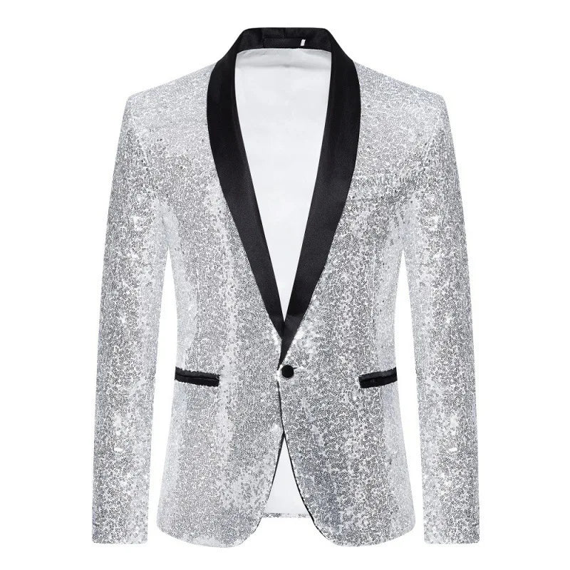 Men's Sequin Blazer | Shawl Collar | Stage & Performance | 12 Colors