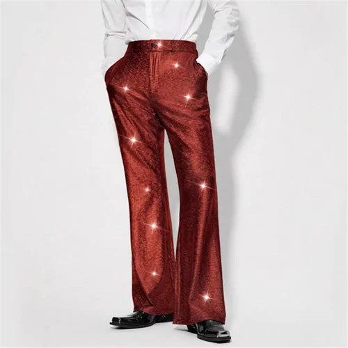 Men's Sequin Flare Pants | Wide Leg | Stage