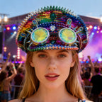 Holographic Disco Captain Hat | Rhinestone Goggles | Size 58/59