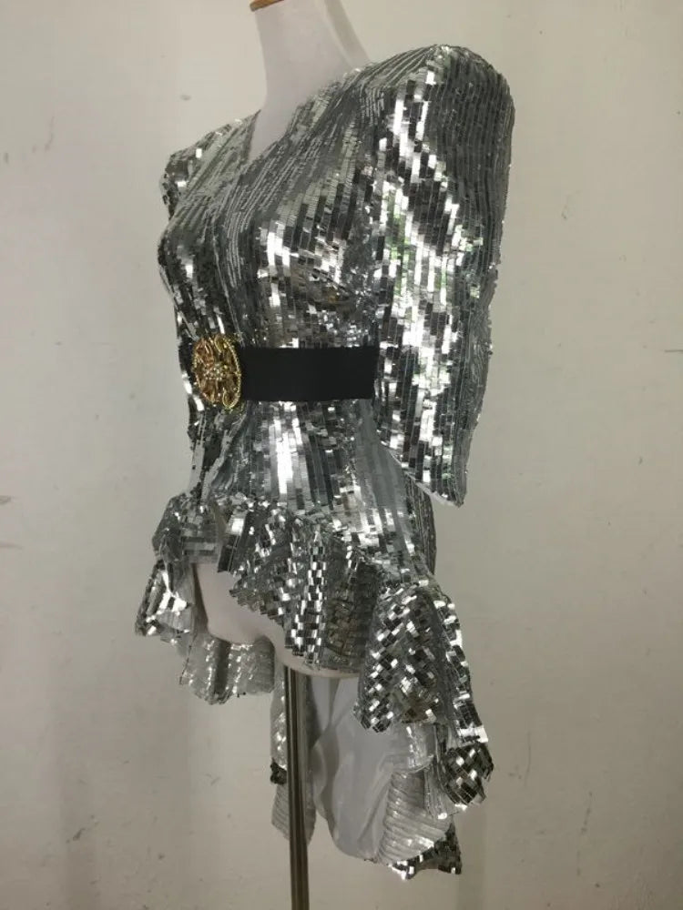 Sequin High-Low Tailcoat | Belt Included