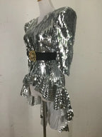 Sequin High-Low Tailcoat | Belt Included