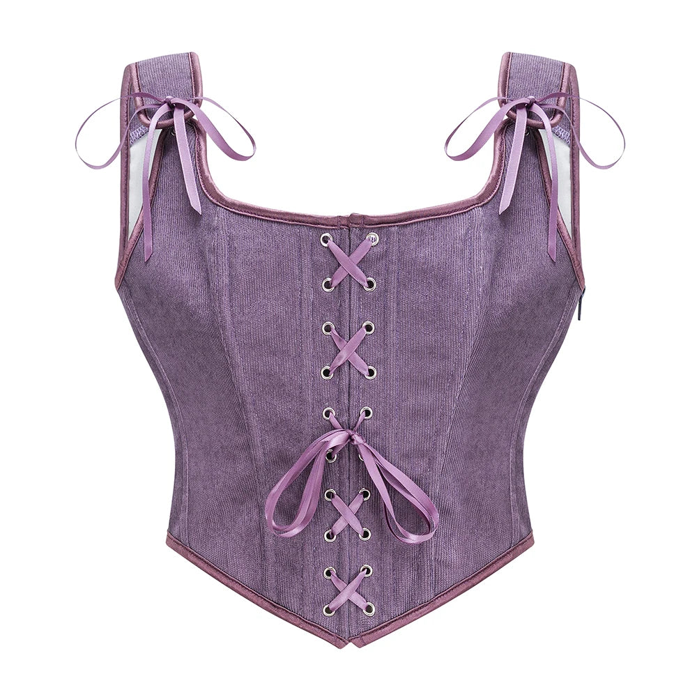 Lace-Up Overbust Corset Top | Gothic Steampunk | Zip Side