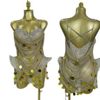 Gold Coin Disc Bodysuit | Rhinestone Chain | S–XL