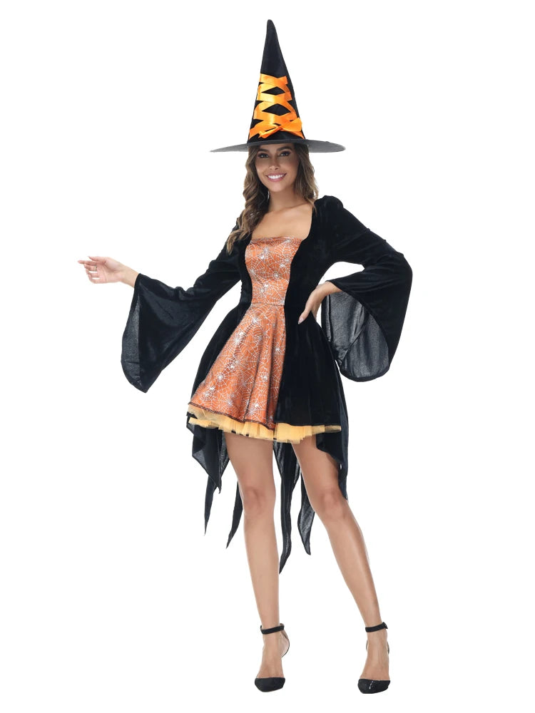 Witch Costume Set | Dress & Hat | 5 Colors | XS-XXXL