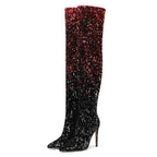 Gradient Sequin Over-the-Knee Boots | 11cm Heel