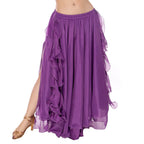 Belly Dance Chiffon Skirt | Ruffle Trim | Side Slit | 13 Colors