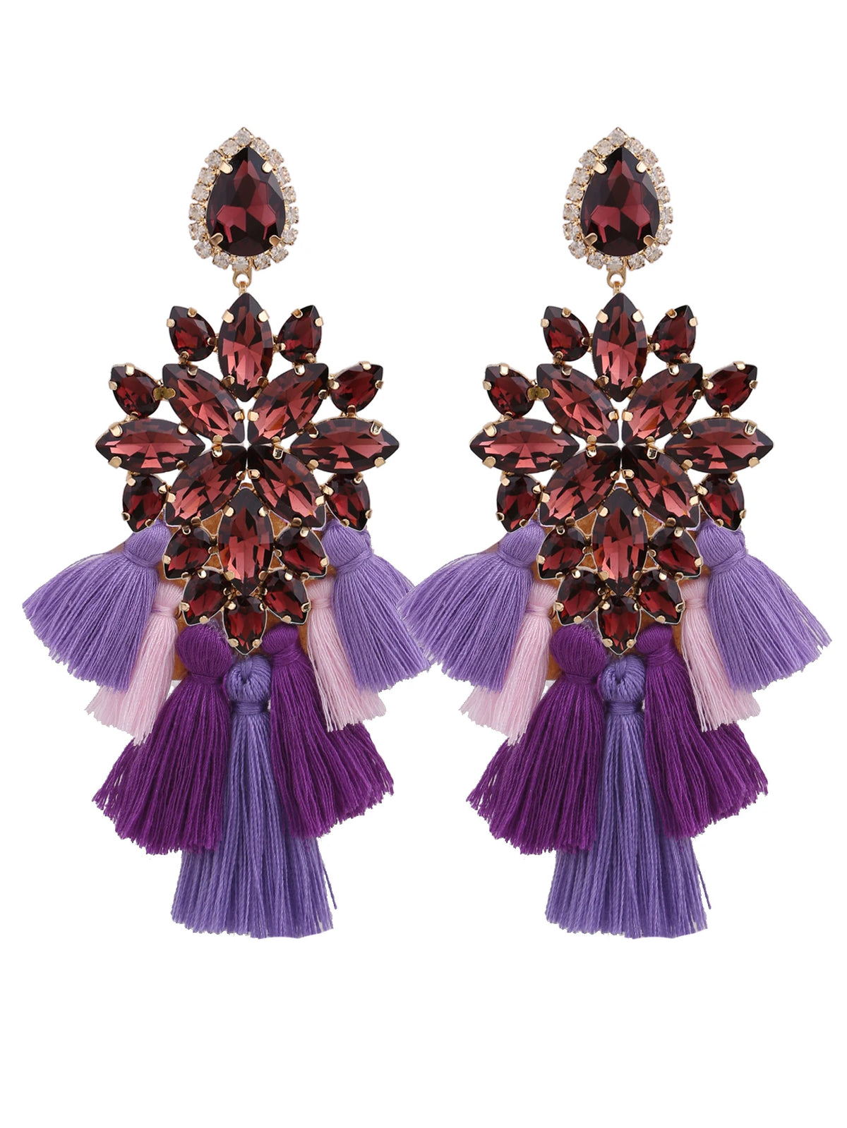 Glass Fringe Drop Earrings | Clip or Pin