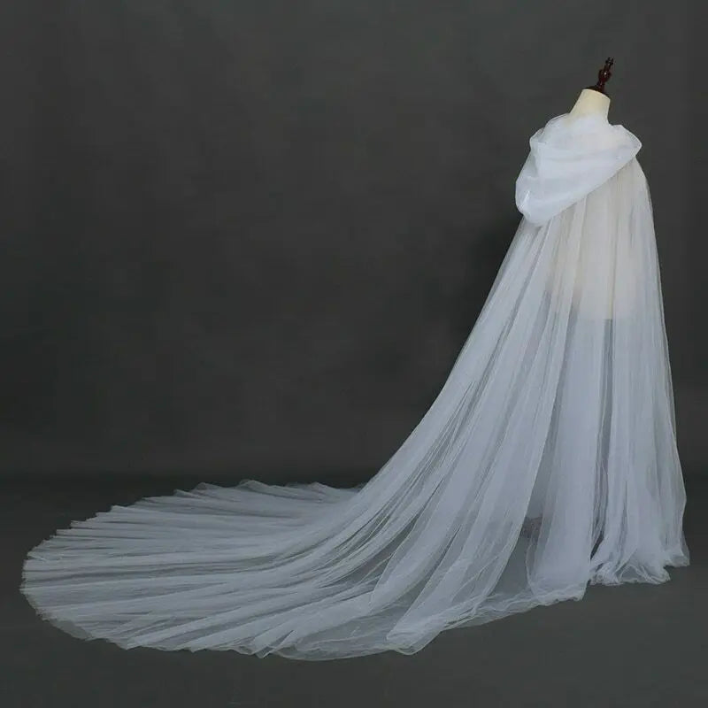Hooded Tulle Cape | Floor Length | Black, White & Red