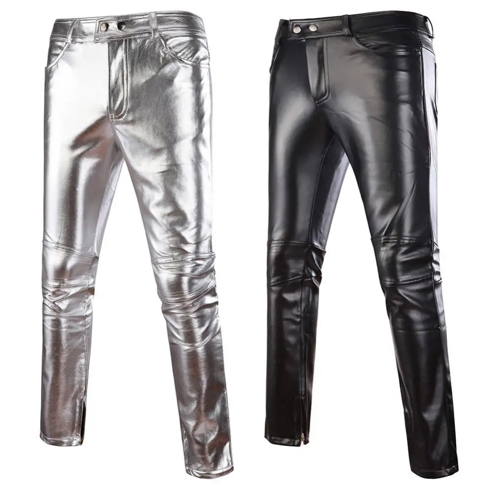 Men's Shiny Faux Leather Pants | Skinny Fit | Stage