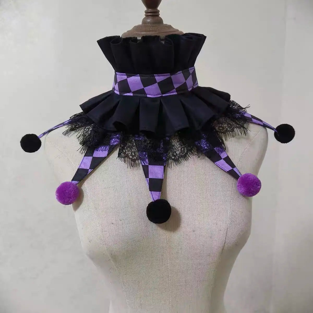 Jester Clown Ruff Collar | Pom-Pom & Star Tips | 12 Colors