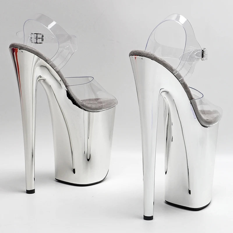 Clear 9-Inch Open-Toe Platform Pole Dance Sandals