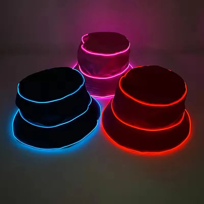 LED EL Wire Glow Bucket Hat | 7 Colors