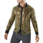 Men's Sequin Disco Shirt | Long Sleeve | Button-Down
