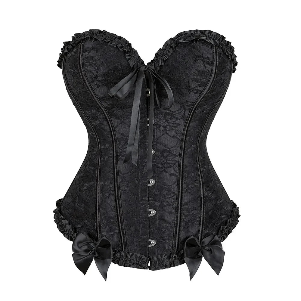 Floral Brocade Overbust Corset | Lace-Up | Plus Sizes