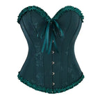 Floral Satin Overbust Corset | Lace Trim | Victorian Gothic