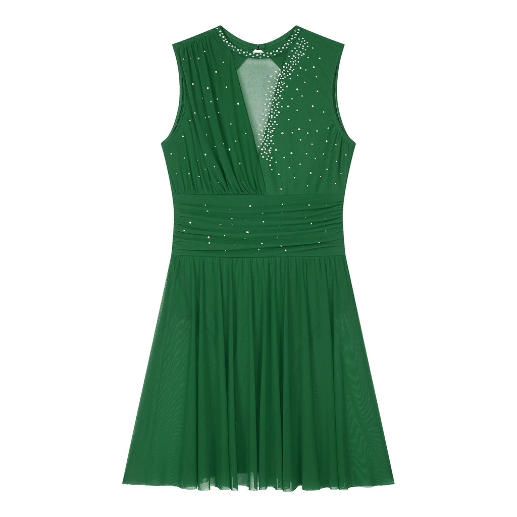 Lyrical Dance Dress | Rhinestone Mesh Skirt