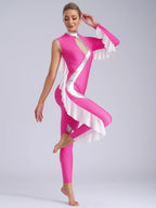 Asymmetric Jumpsuit | Rhinestone Mesh | Dance Performance