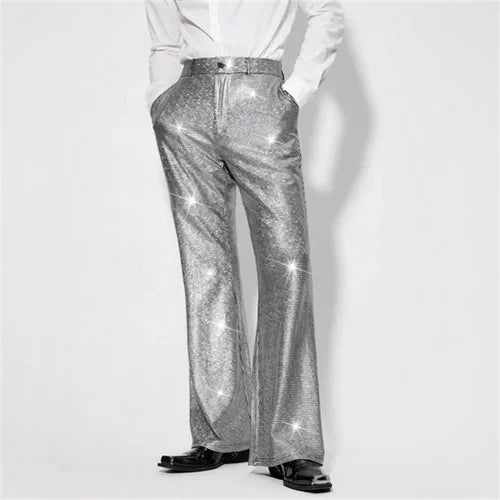 Men's Sequin Flare Pants | Wide Leg | Stage
