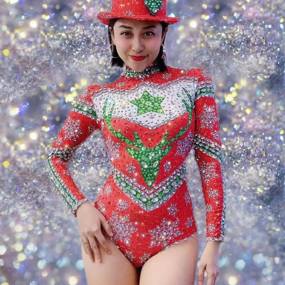 Christmas Bodysuit | Ornate Red & Green